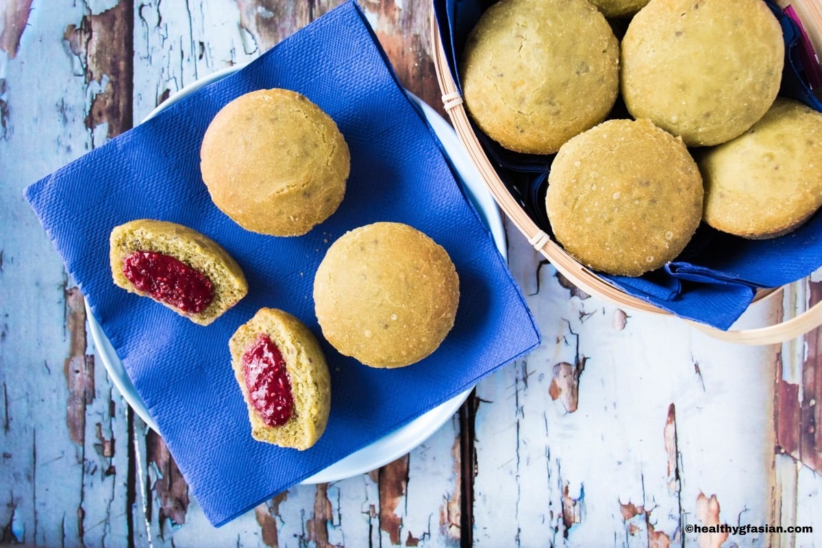 Vegan Matcha Buns with Raspberry Jam Gluten Free